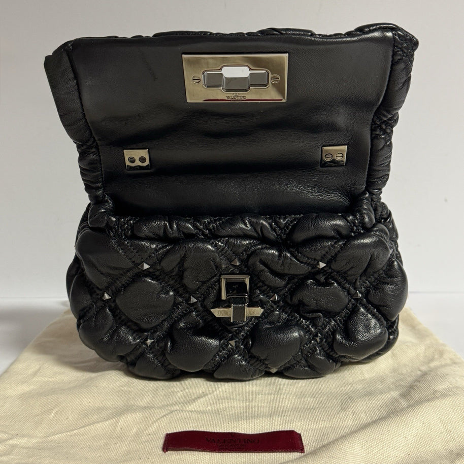 Valentino Garavani Spikeme Rockstud Puffer Leder Kleine Umhängetasche Schwarz
