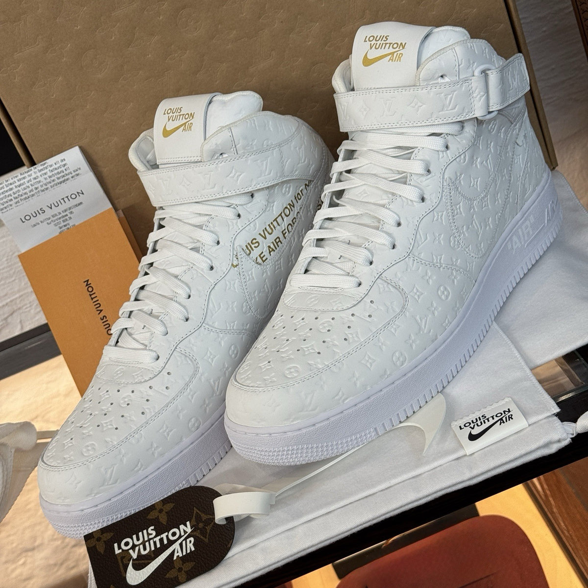 NIKE X LOUIS VUITTON AIR FORCE 1 MID SNEAKER VIRGIL ABLOH OFF-WHITE US 15