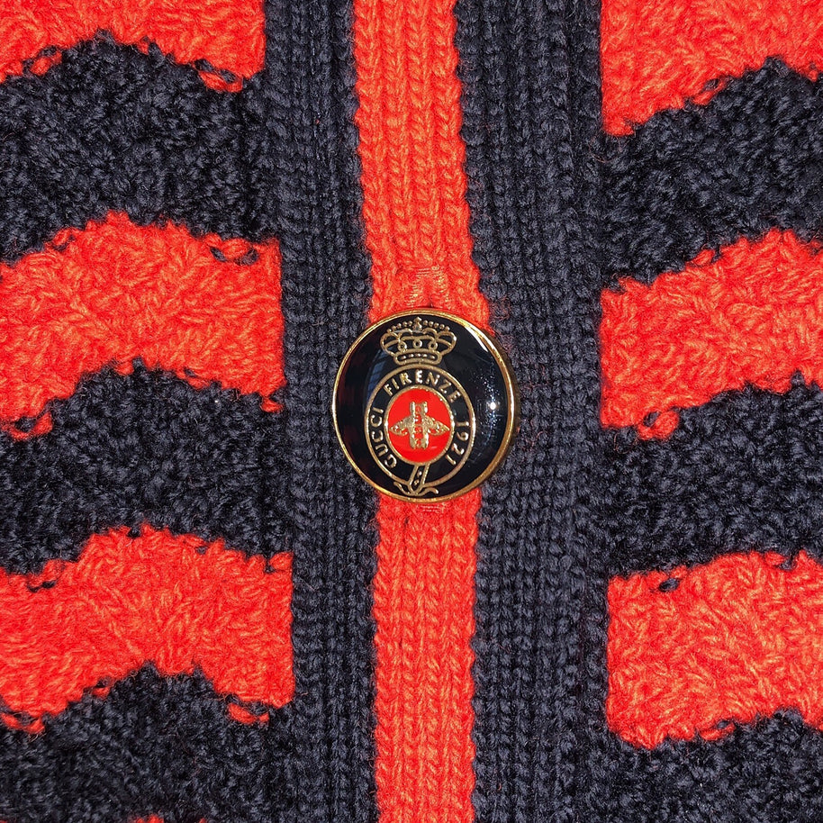 Gucci Wollmantel Damen Cardigan Strickjacke Rot & Dunkelblau Gr. XS NP: 2800€