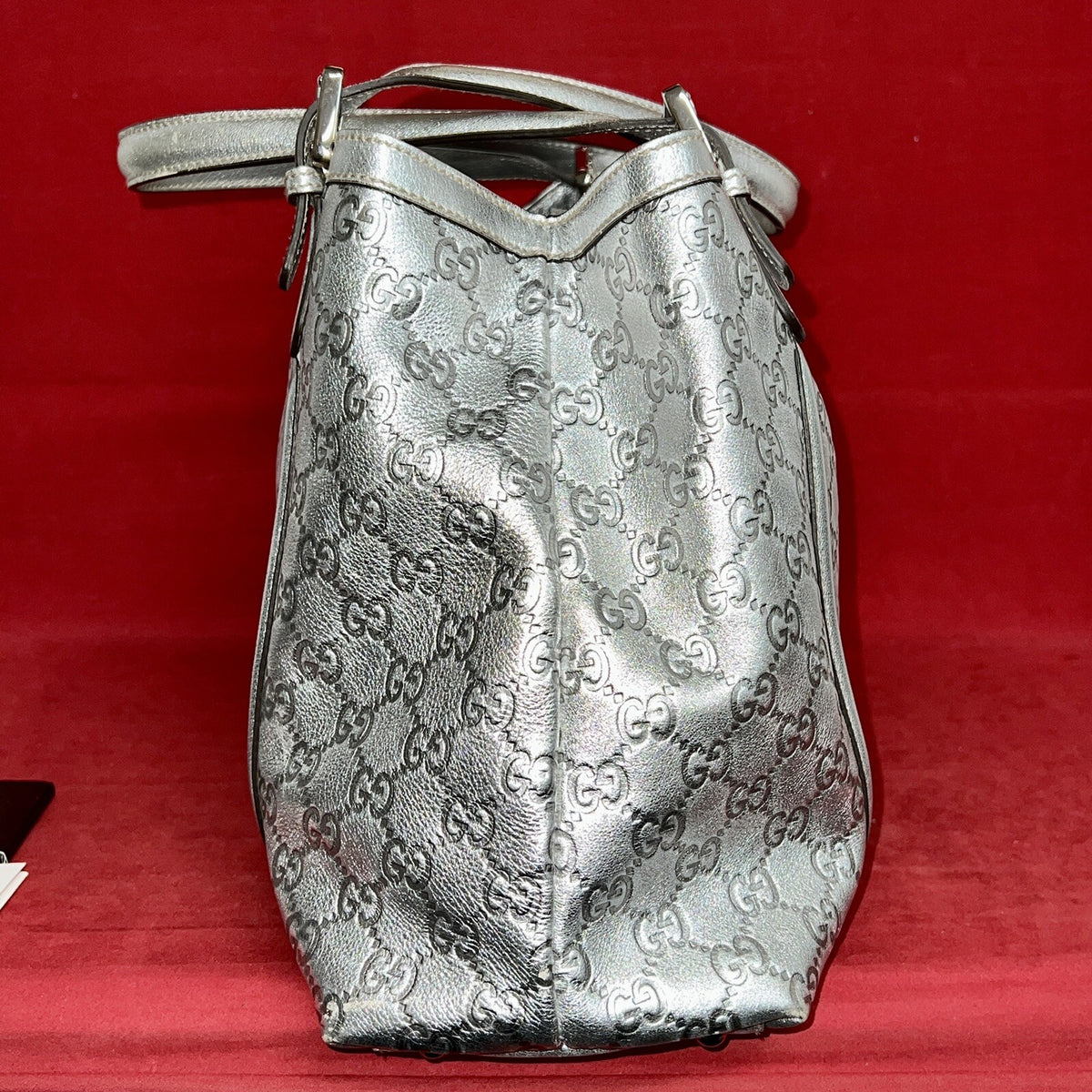 Gucci Guccissima Britt Silver Tote bag Damen Handtasche Silber Leder 162094