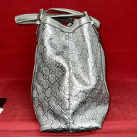 Gucci Guccissima Britt Silver Tote bag Damen Handtasche Silber Leder 162094