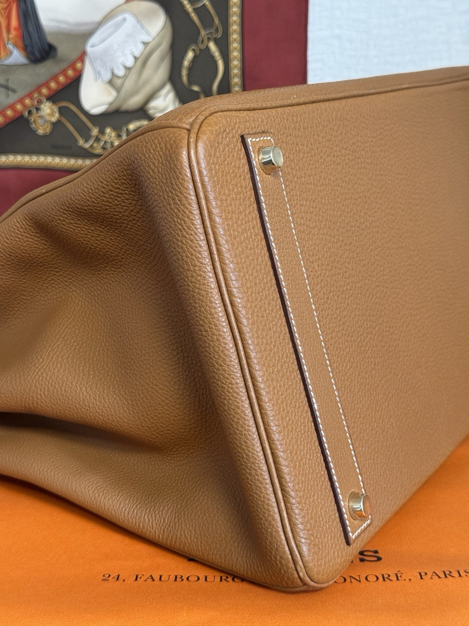 Hermes Birkin Bag 40 Veau Togo Leder Braun/Beige & Gold mit Orig. Rechnung!
