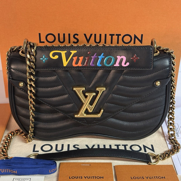 Louis Vuitton M51498 New Wave Chain Bag MM Schwarz Leder Umhängetasche