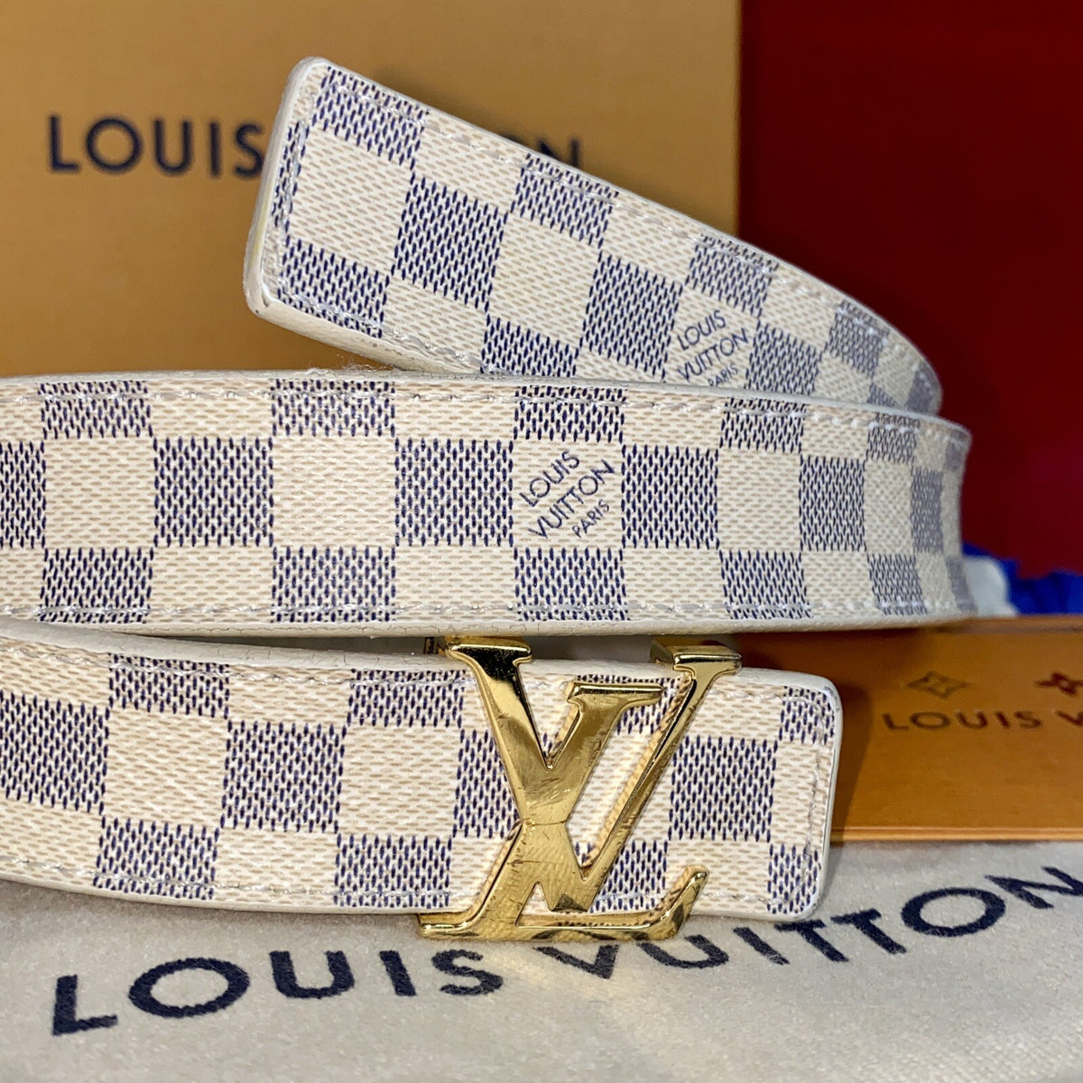 Louis Vuitton M9268 Damengürtel Damier Azur Gürtel Gr. 85 Gold 2019