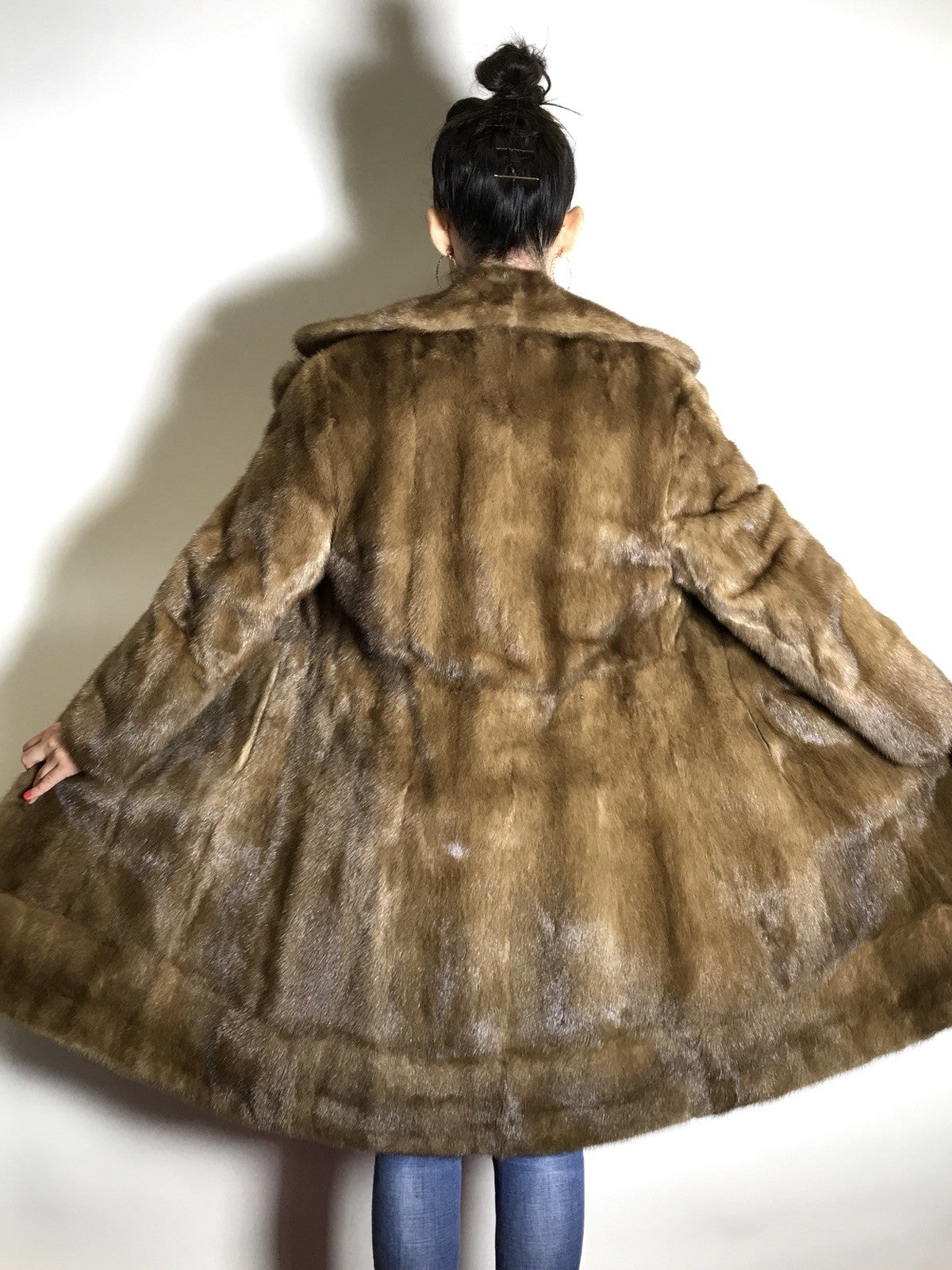 Klassischer Nerzmantel SAGA MINK beige, hellbraun vom Kürschner Gr. 36/38 Damen