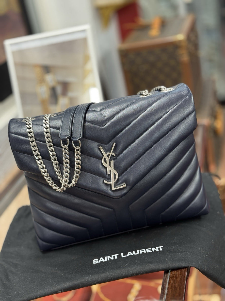 YSL Saint Laurent Loulou Medium Marine Blau Umhängetasche