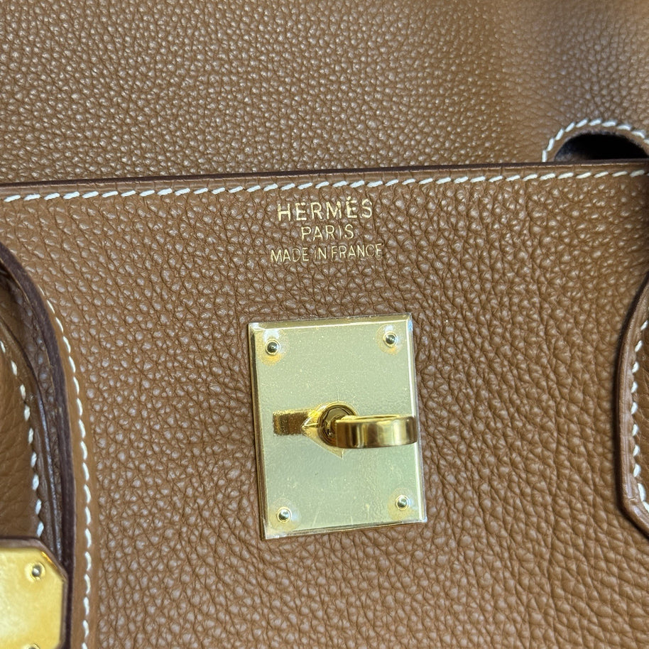 Hermes Birkin Bag 40 Veau Togo Leder Braun/Beige & Gold mit Orig. Rechnung!