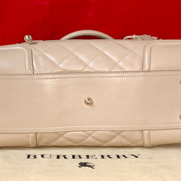 Große Burberry Bowling Bag Montgomery Quilted Leather beige Leder Handtasche