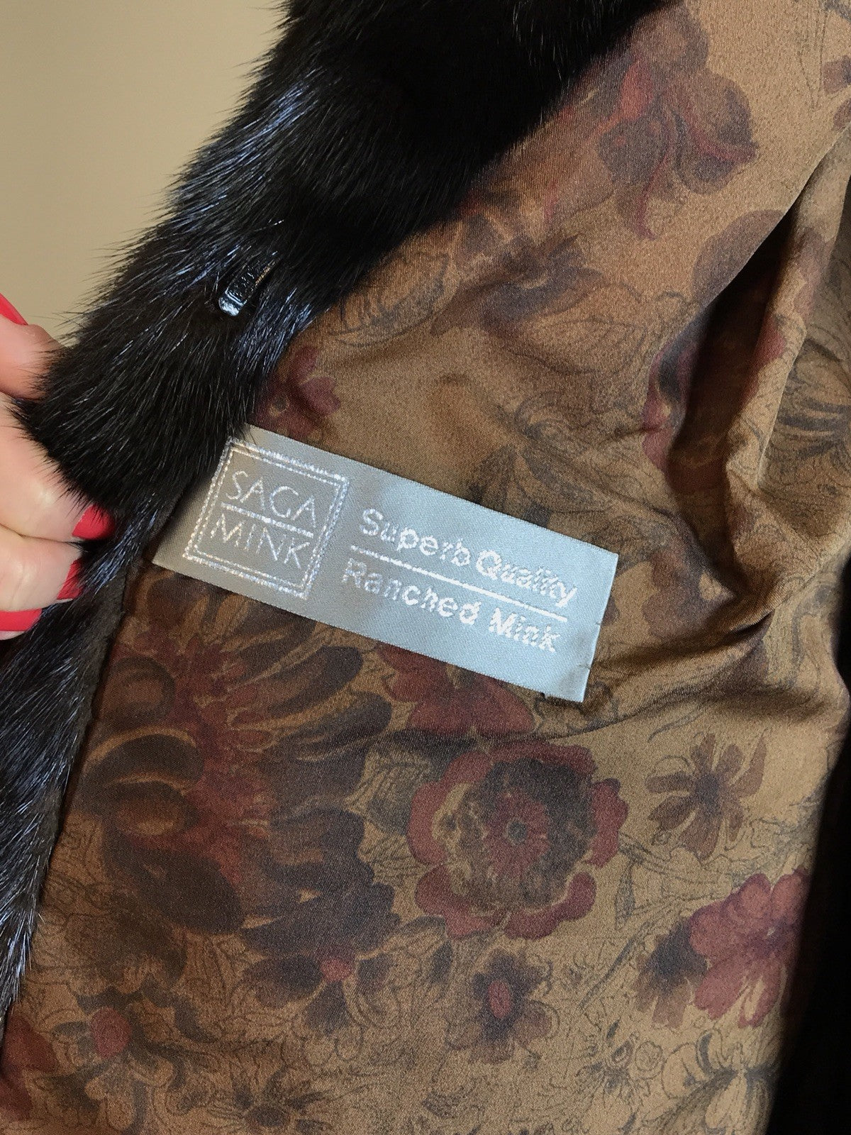 Klassische lange Nerzjacke SAGA MINK dunkelbraun, Gr. 36/38 Damen
