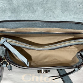 Chloé Faye Damen Umhängetasche Blau Leder Shoulder Bag Cloudy Blue