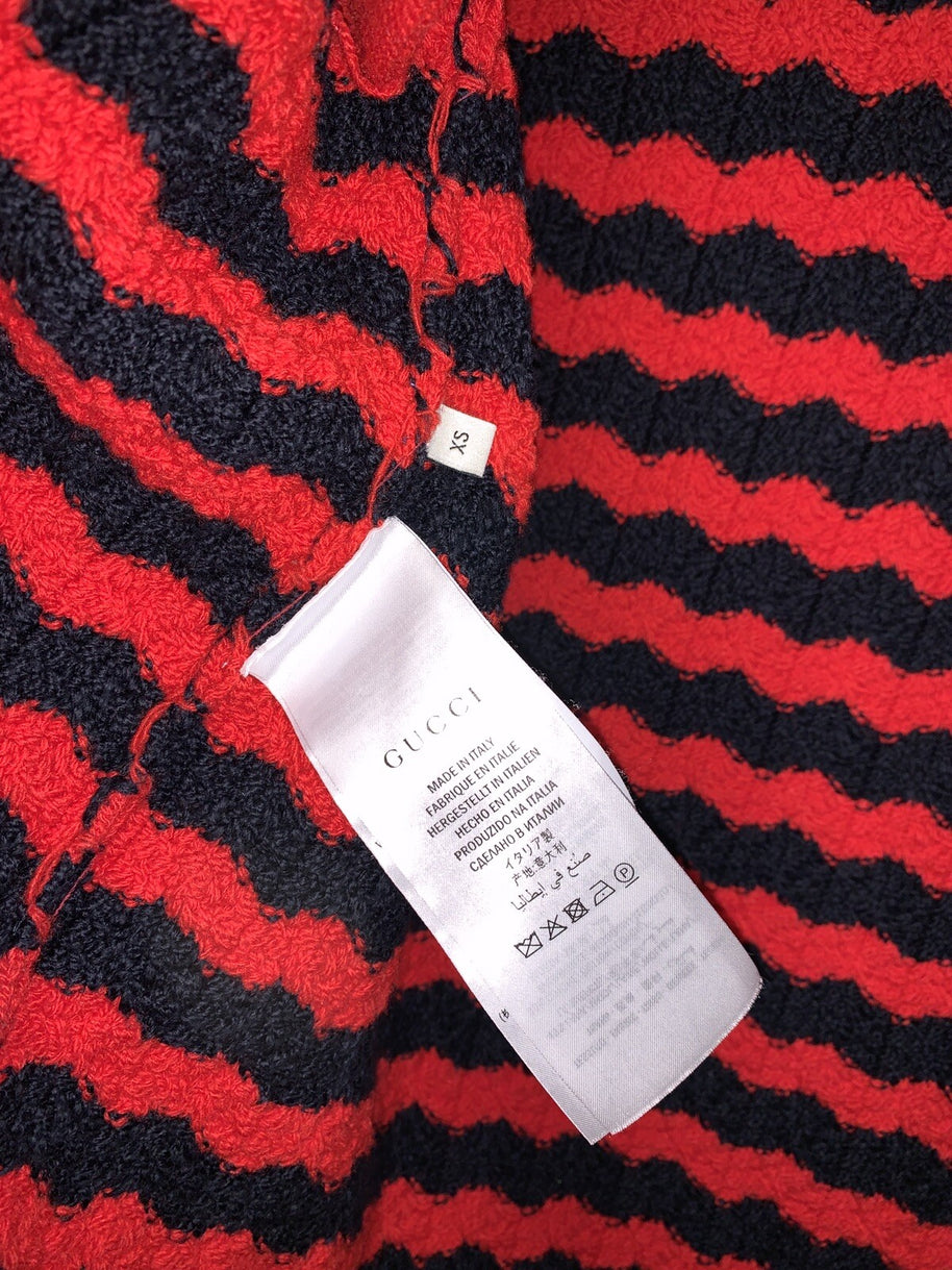 Gucci Wollmantel Damen Cardigan Strickjacke Rot & Dunkelblau Gr. XS NP: 2800€