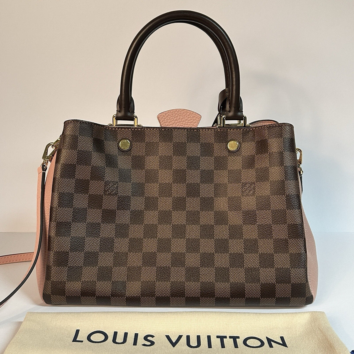 Louis Vuitton Brittany Damier Ebene & Rosa Umhängetasche Top Zustand