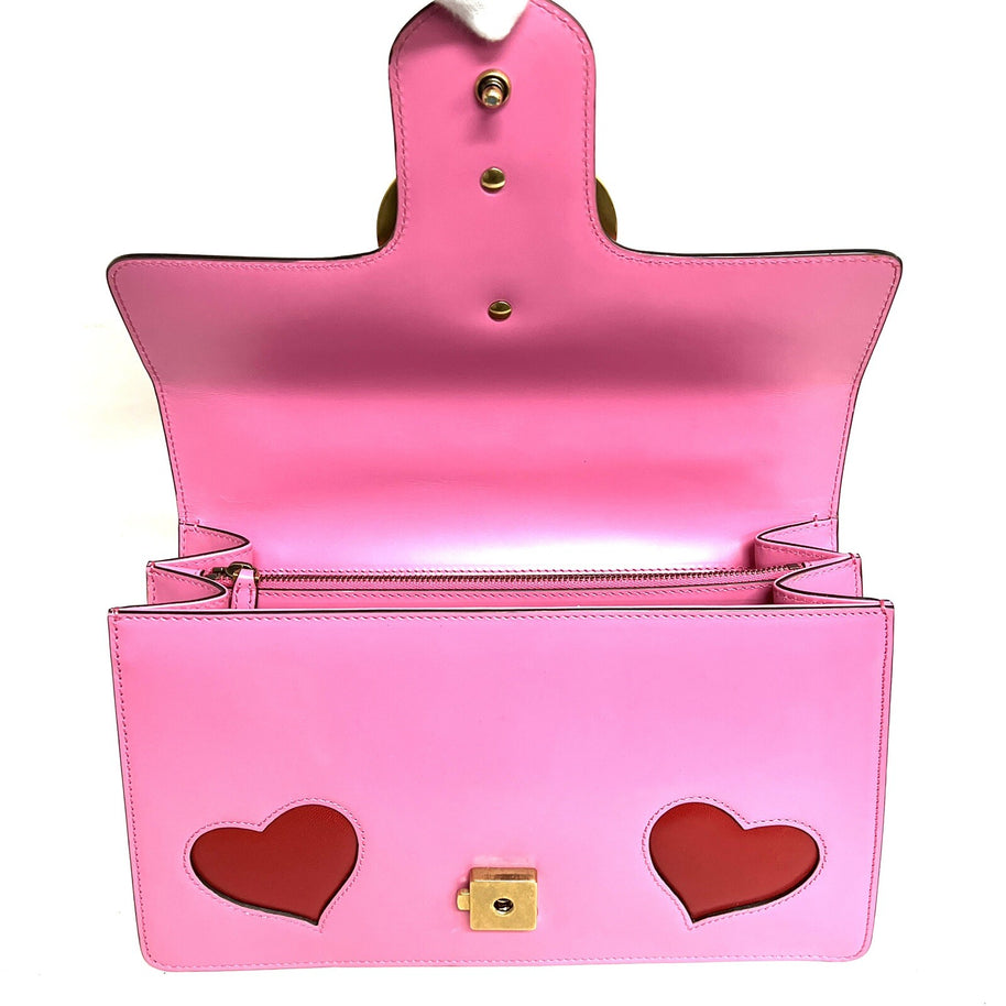 Gucci 431777 GG Marmont Pink Heart Shoulder Bag Schultertasche mit Herz Patch