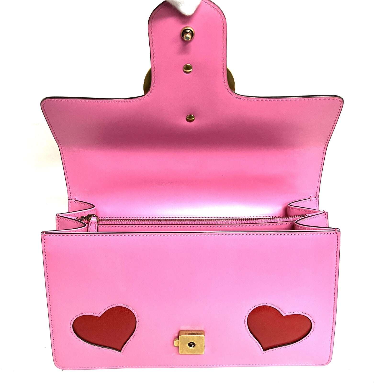 Gucci 431777 GG Marmont Pink Heart Shoulder Bag Schultertasche mit Herz Patch