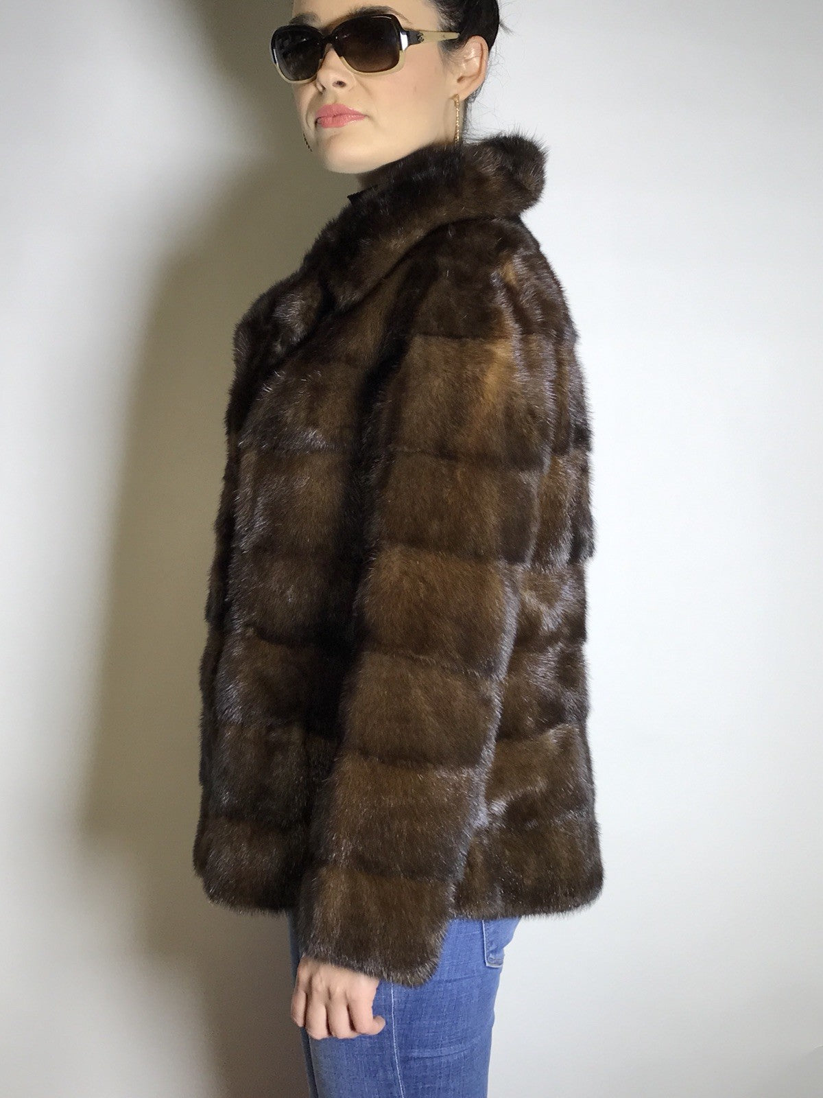 Schöne Nerzjacke Querschnitt, dunkelbraun vom Kürschner Gr. 34-36 Damen