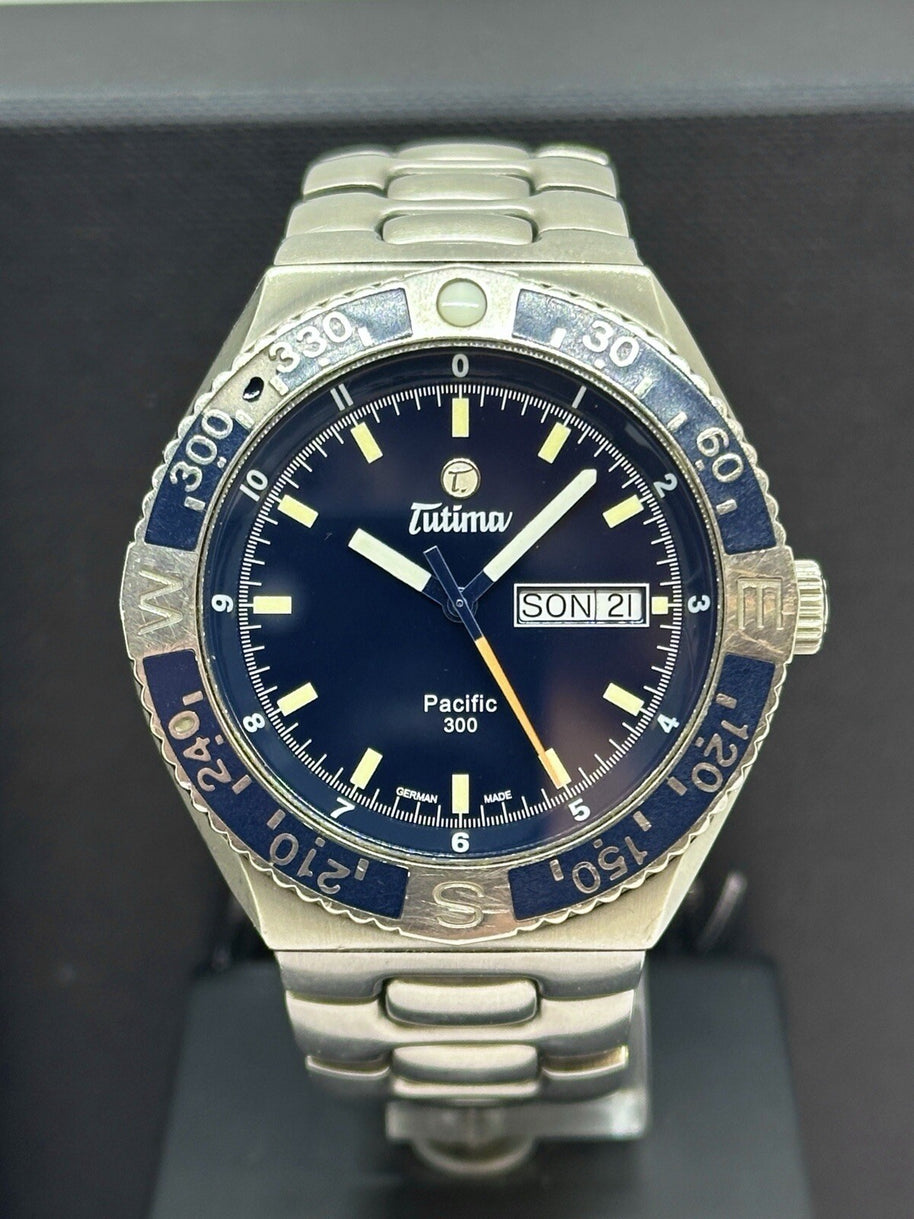 Tutima Pacific 300m Diver Blau Titan 42,5mm Herrenuhr Automatik 629-18