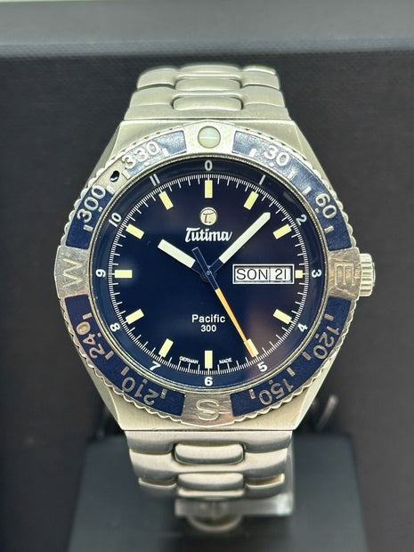 Tutima Pacific 300m Diver Blau Titan 42,5mm Herrenuhr Automatik 629-18