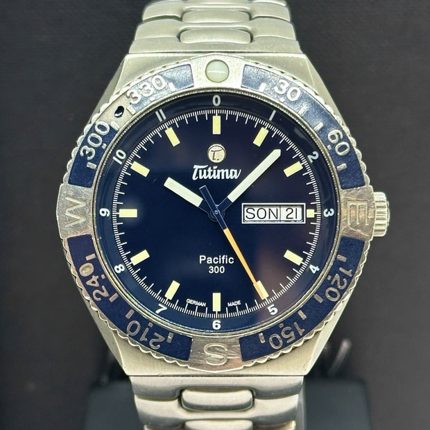 Tutima Pacific 300m Diver Blau Titan 42,5mm Herrenuhr Automatik 629-18