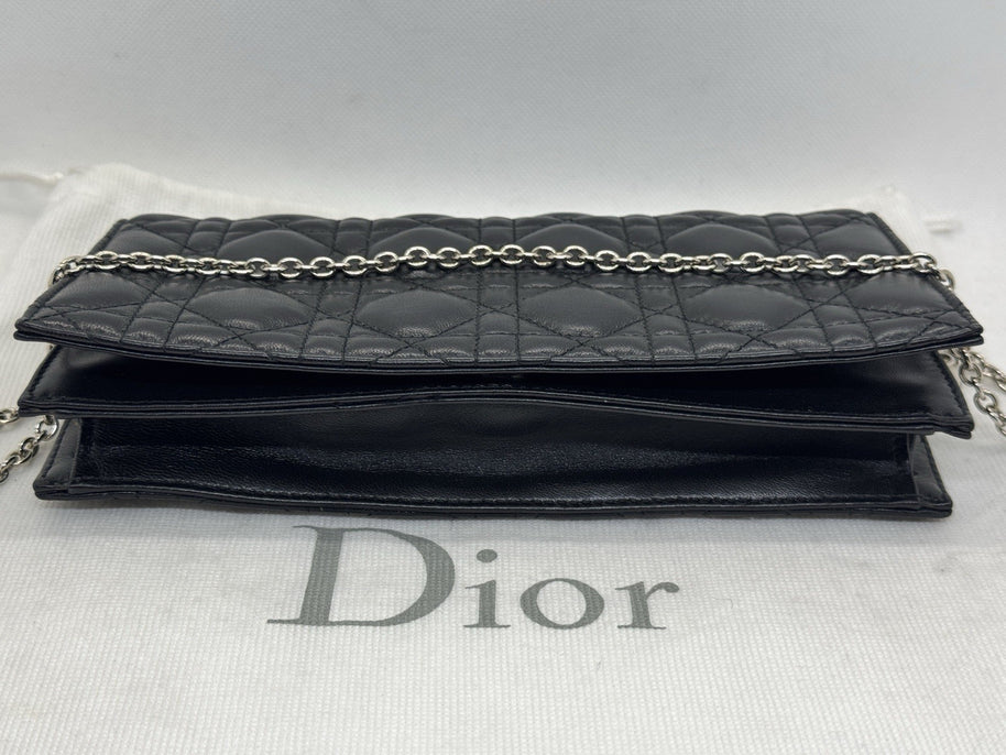 Dior Lady Pouch Clutch Umhängetasche Abend Täschchen Lammleder Schwarz