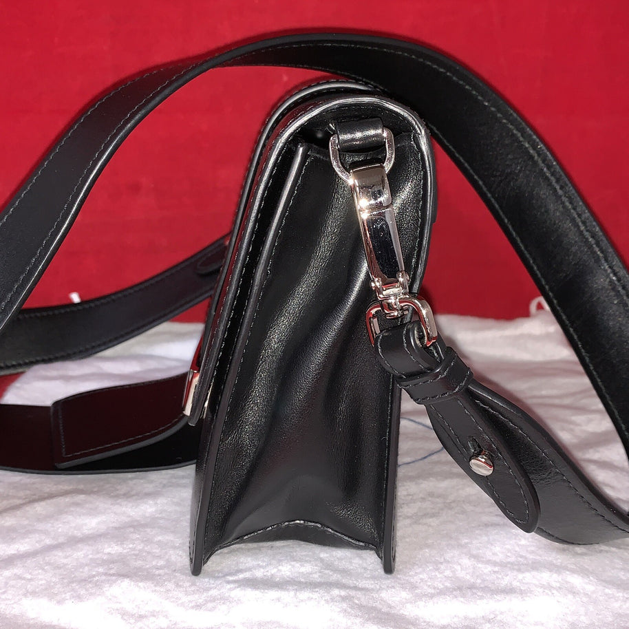 Prada Ribbon Kleine Damen Umhängetasche Leder Schwarz Shoulder Bag Black Leather