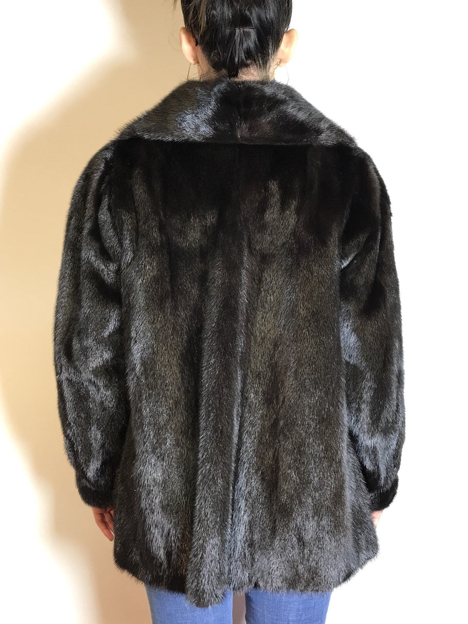 Moderne Nerzjacke dunkelbraun Sonderanfertigung vom Kürschner Gr. 36/38 Damen