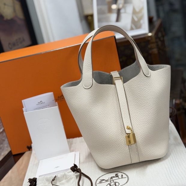 Hermes Picotin 18 Taurillon Clemence Craie Weiss 2026