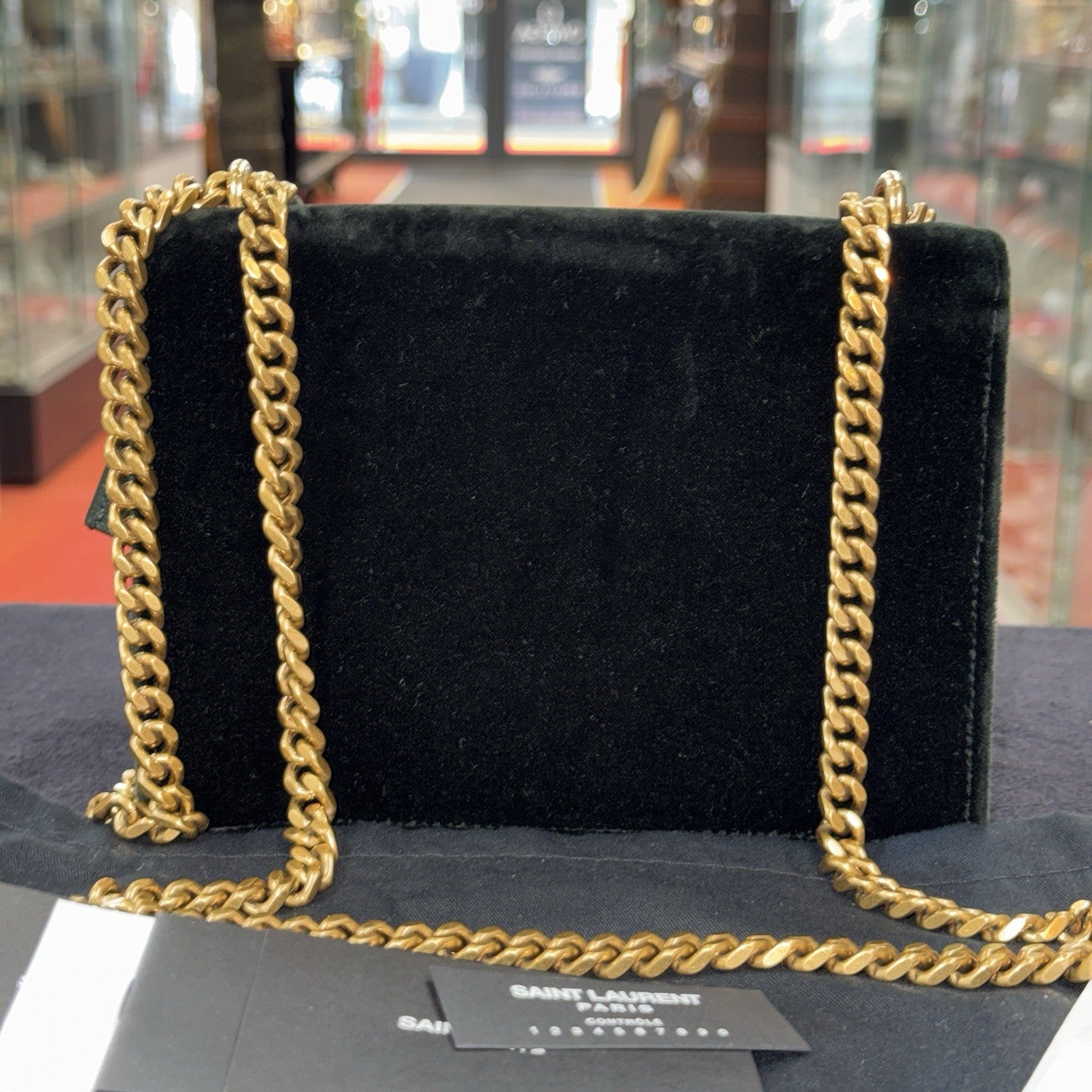Saint Laurent Sunset Small Crossbody Bag Velvet Samt Dark Green