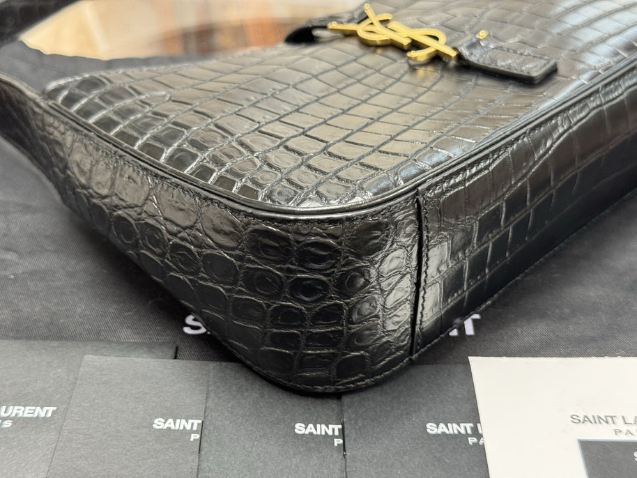 Saint Laurent Schultertasche Le 5 à 7 Hobo Bag Medium Schwarz Gold Leder