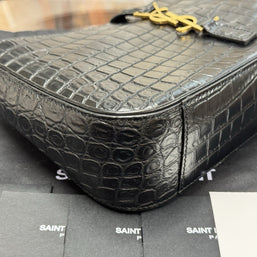 Saint Laurent Schultertasche Le 5 à 7 Hobo Bag Medium Schwarz Gold Leder