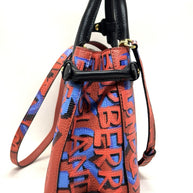 Burberry Graffiti Bag Rot Blau Schwarz Lammleder Schultertasche Top Zustand