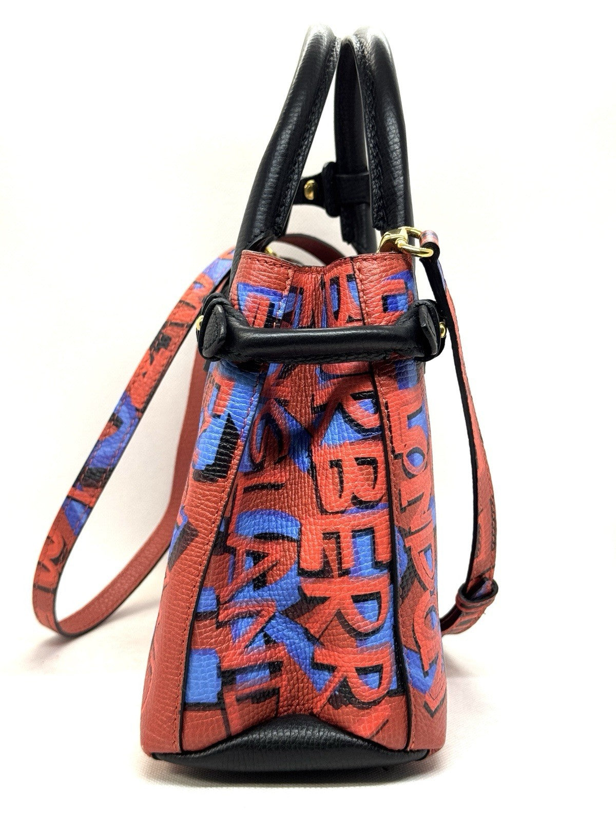 Burberry Graffiti Bag Rot Blau Schwarz Lammleder Schultertasche Top Zustand