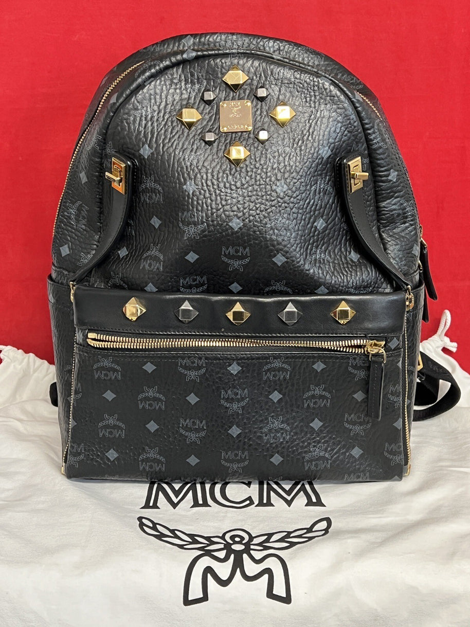 MCM Dual Stark Rucksack Großes Modell Schwarz Gold