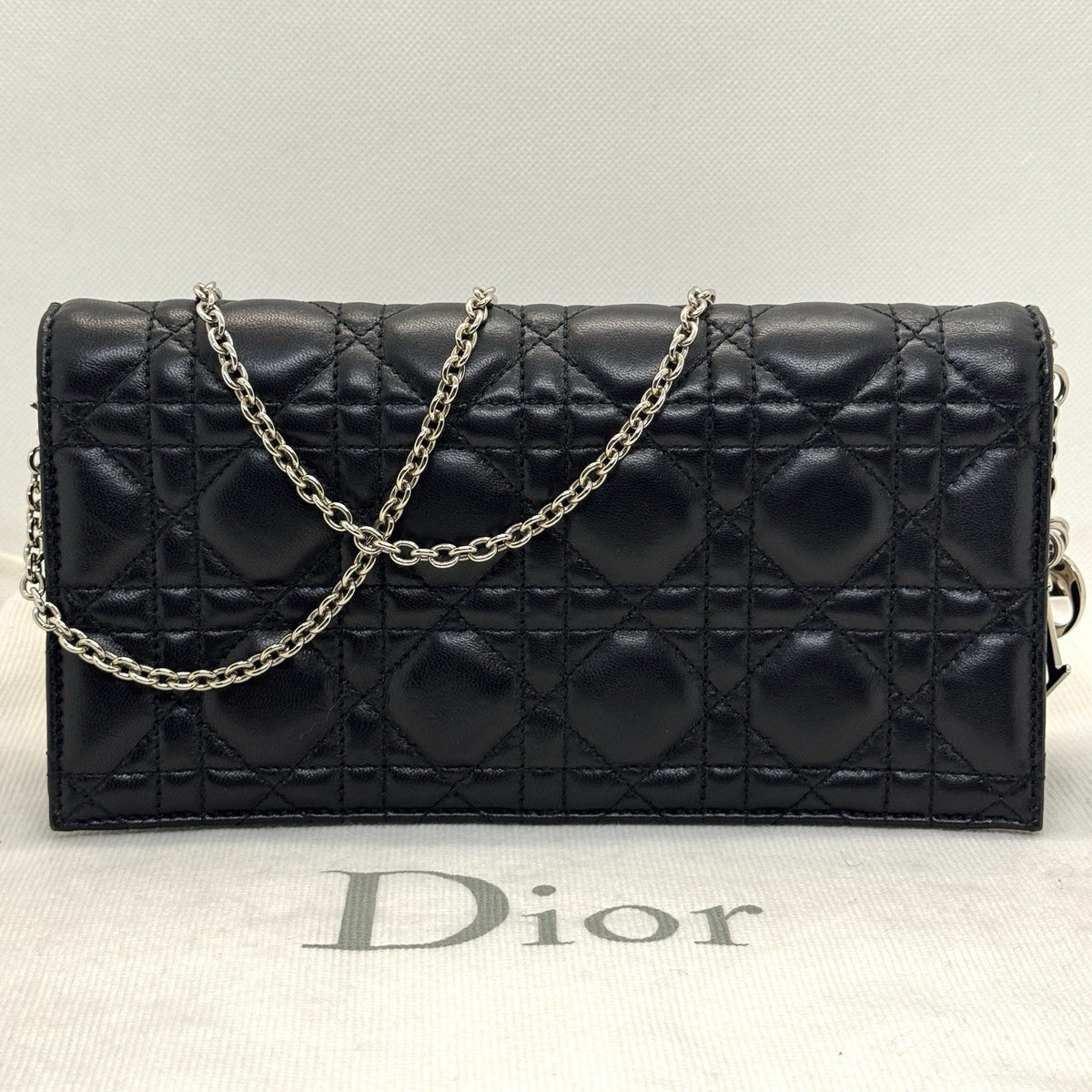 Dior Lady Pouch Clutch Umhängetasche Abend Täschchen Lammleder Schwarz
