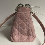Lady Dior Rose Clear Handle Nylon small Shoulder Bag Rosa kleine Schultertasche