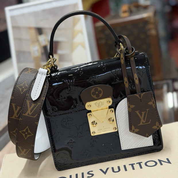 Louis Vuitton Spring Street Umhängetasche Schwarz Gold Vernis & Epi Leder M90375