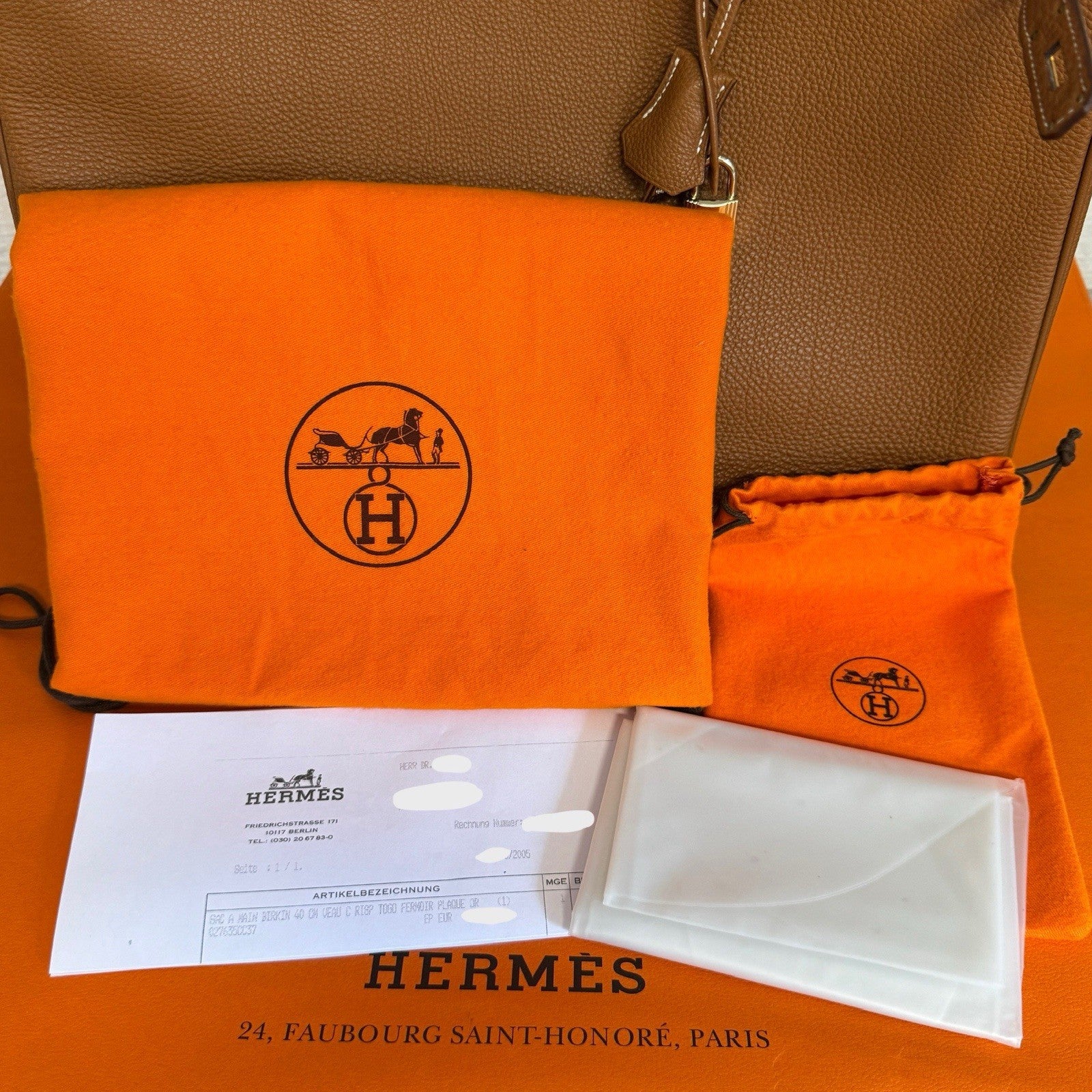 Hermes Birkin Bag 40 Veau Togo Leder Braun/Beige & Gold mit Orig. Rechnung!