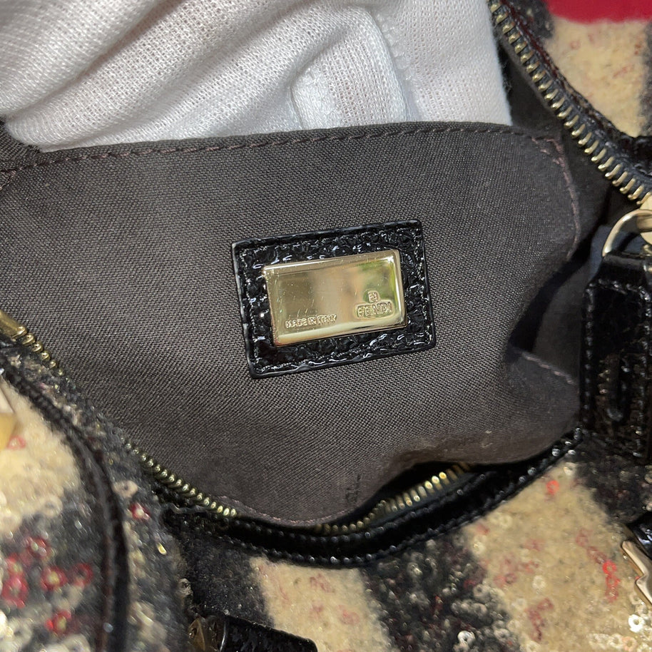 Fendi Zucchino Boston Bag Speedy Damen Handtasche Limited Edition mit Pailletten