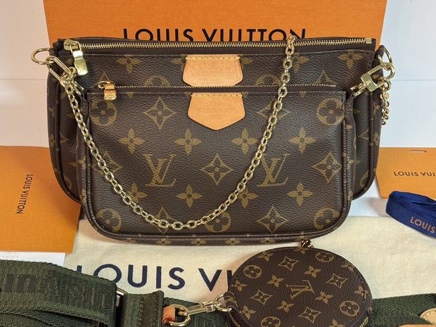 Louis Vuitton Multi Pochette aus 2023 mit Original Rechnung in Khaki Top Zustand