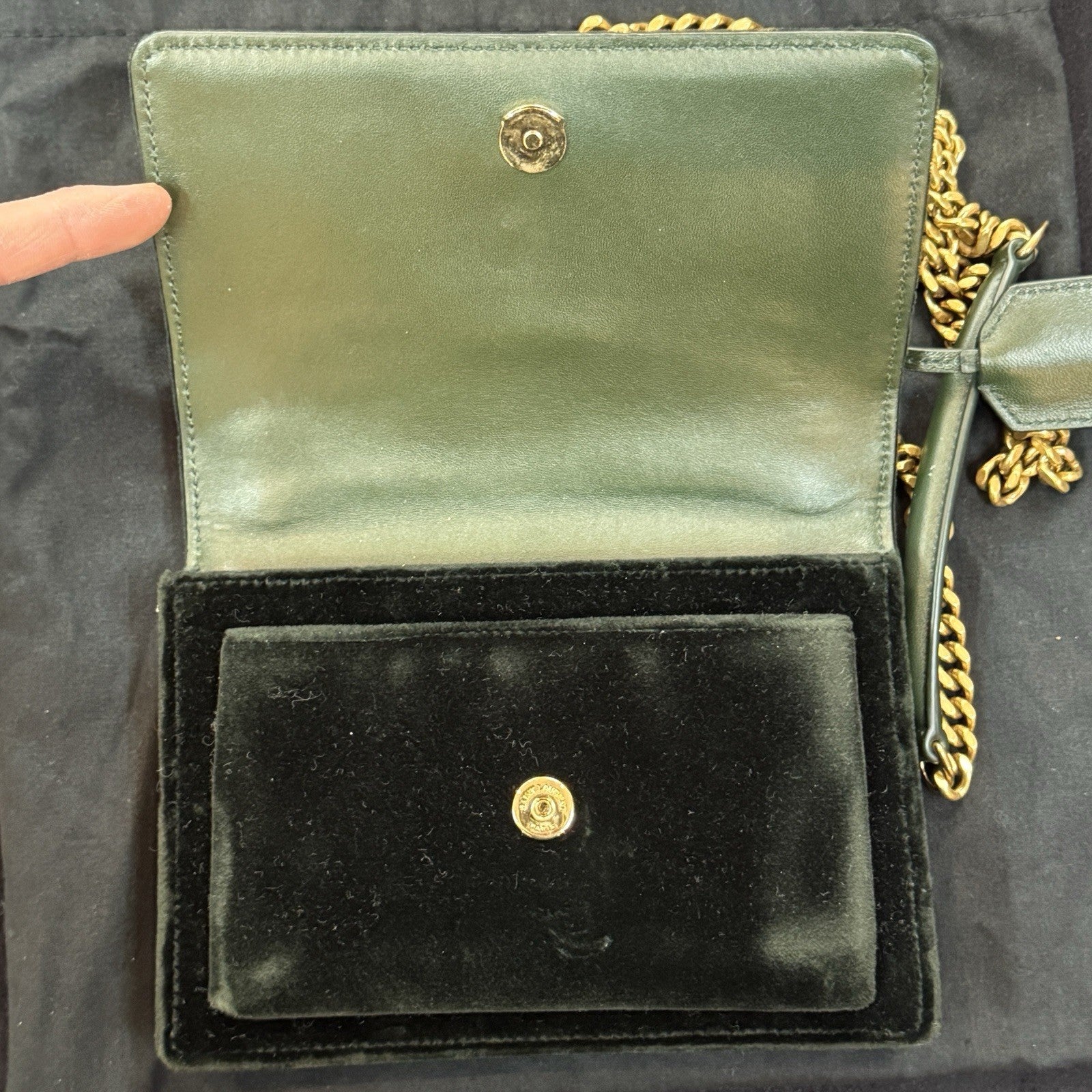 Saint Laurent Sunset Small Crossbody Bag Velvet Samt Dark Green