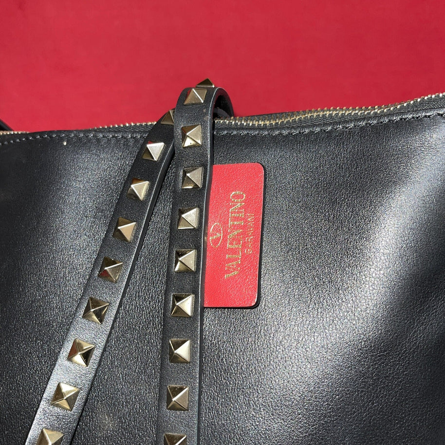 Valentino Garavani Rockstud Double Handle Bag Schwarz Damen Handtasche Shopper