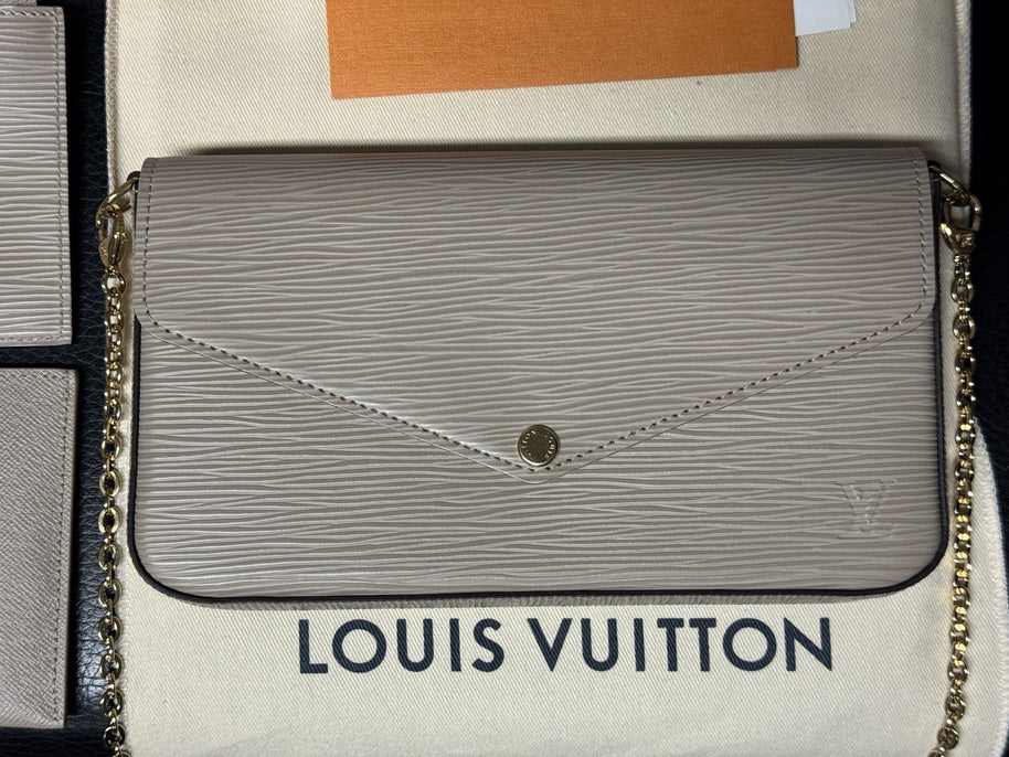 Louis Vuitton M68758 Pochette Felicie Epi Leder Beige Taupe Umhängetasche