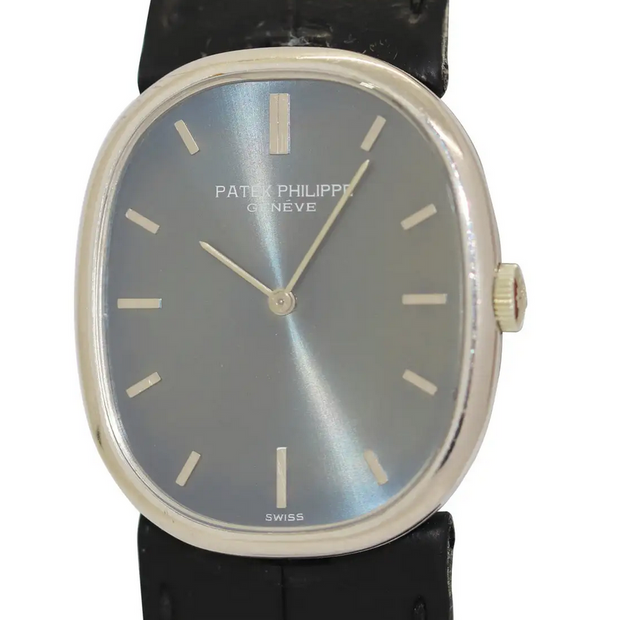 Patek Philippe Golden Ellipse d’Or Ref. 3848 Weißgold Blaues Zifferblatt 1970er