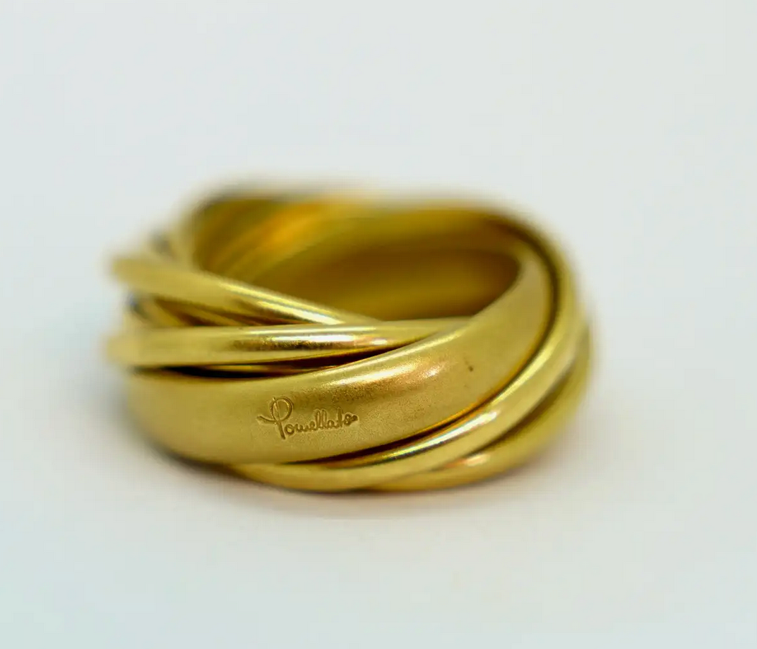 Pomellato Trinity Ring aus 18K Gelbgold – 11 verschlungene Ringe, Größe 54