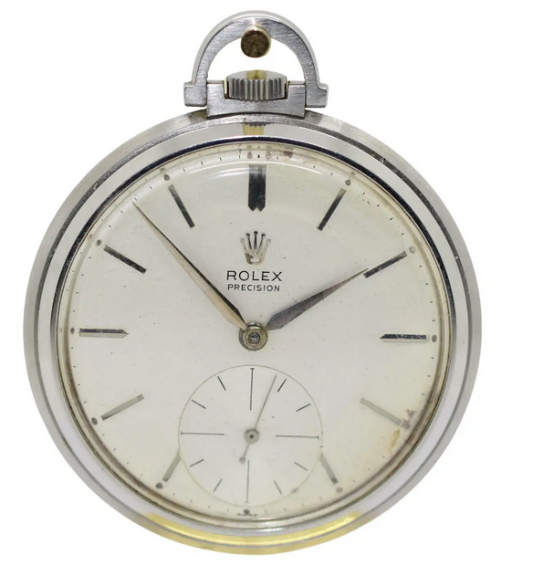 Rolex Precision Ref. 3400 Taschenuhr aus Edelstahl, ca. 1950