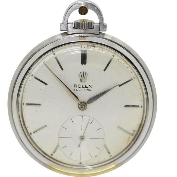 Rolex Precision Ref. 3400 Taschenuhr aus Edelstahl, ca. 1950