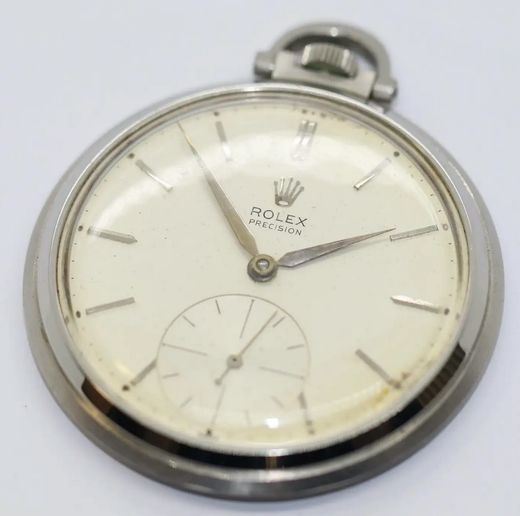 Rolex Precision Ref. 3400 Taschenuhr aus Edelstahl, ca. 1950