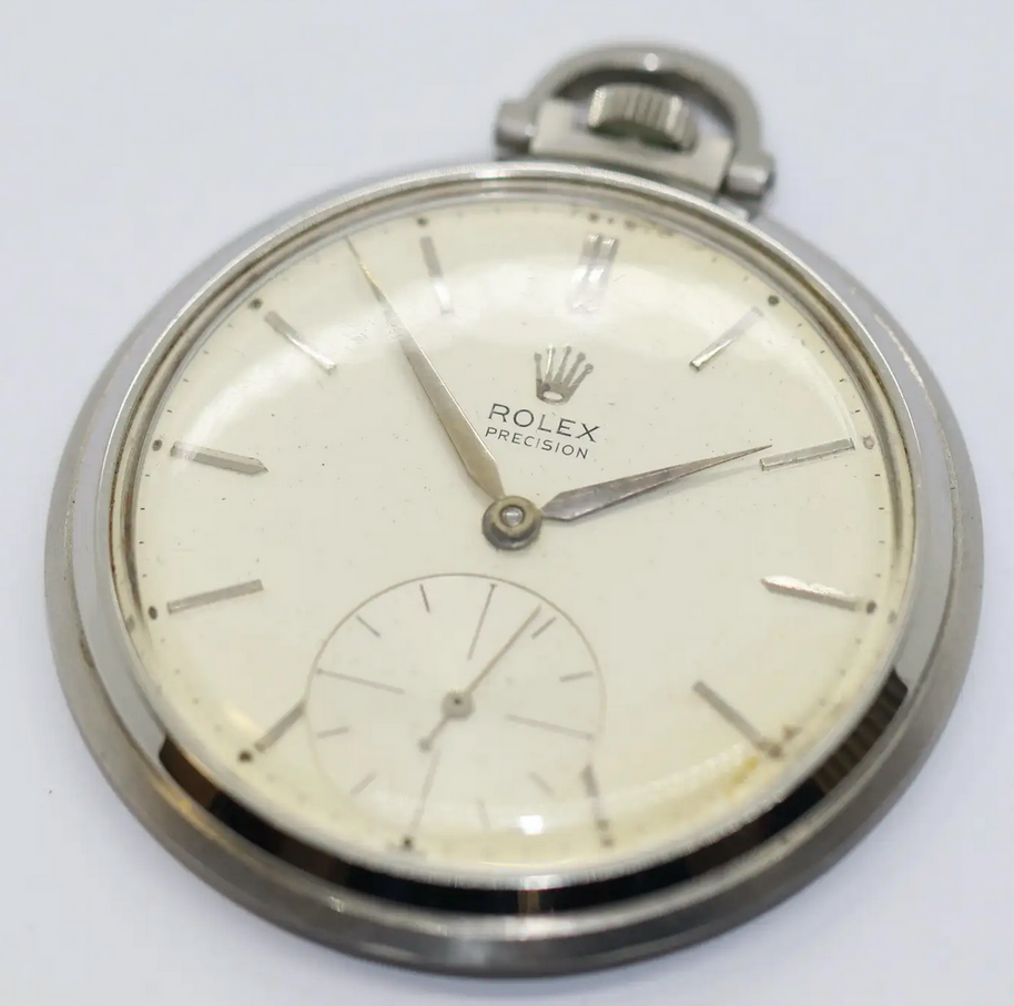 Rolex Precision Ref. 3400 Taschenuhr aus Edelstahl, ca. 1950