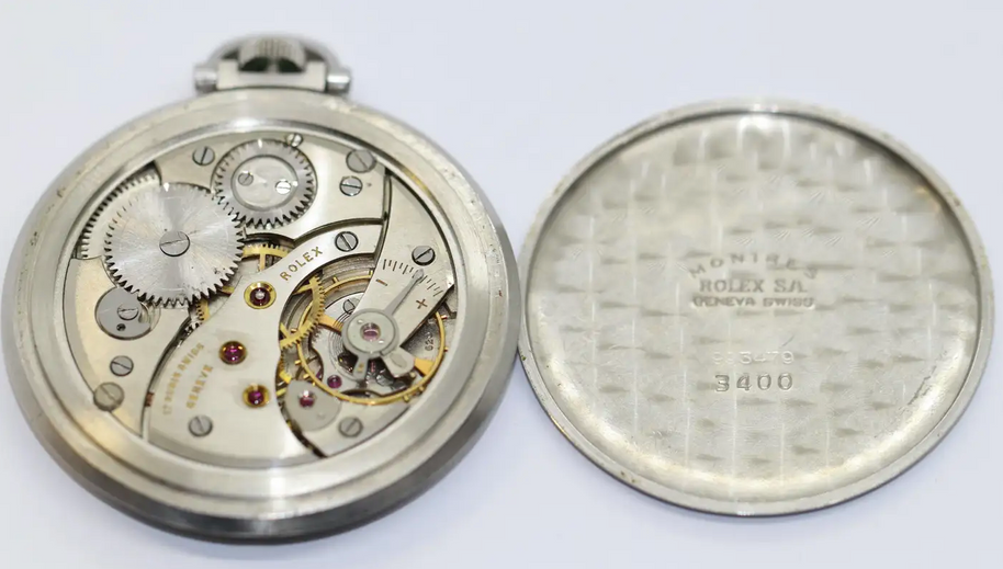 Rolex Precision Ref. 3400 Taschenuhr aus Edelstahl, ca. 1950