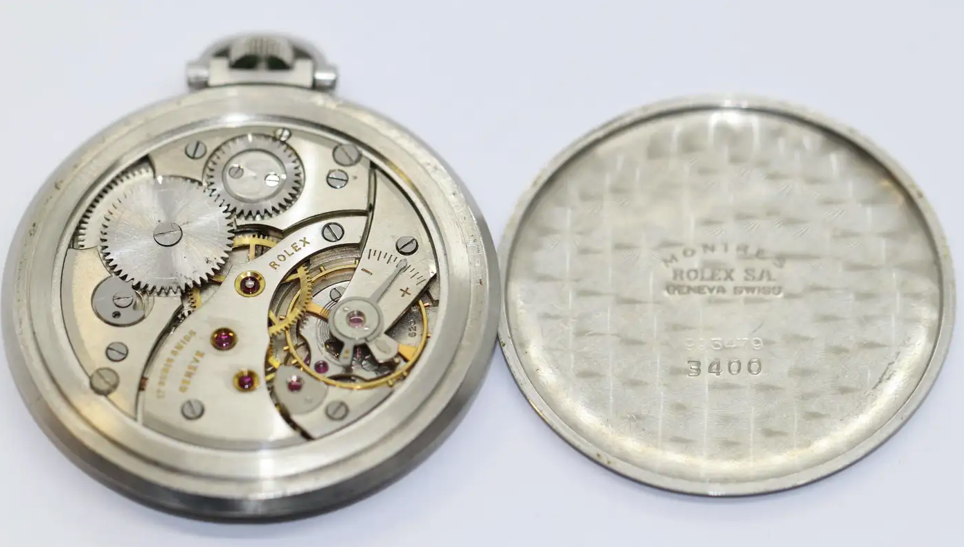 Rolex Precision Ref. 3400 Taschenuhr aus Edelstahl, ca. 1950