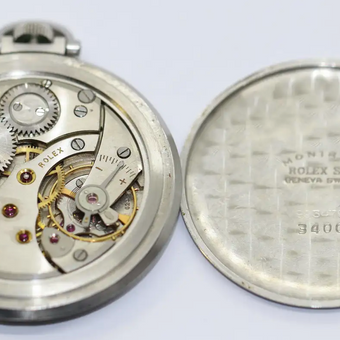 Rolex Precision Ref. 3400 Taschenuhr aus Edelstahl, ca. 1950